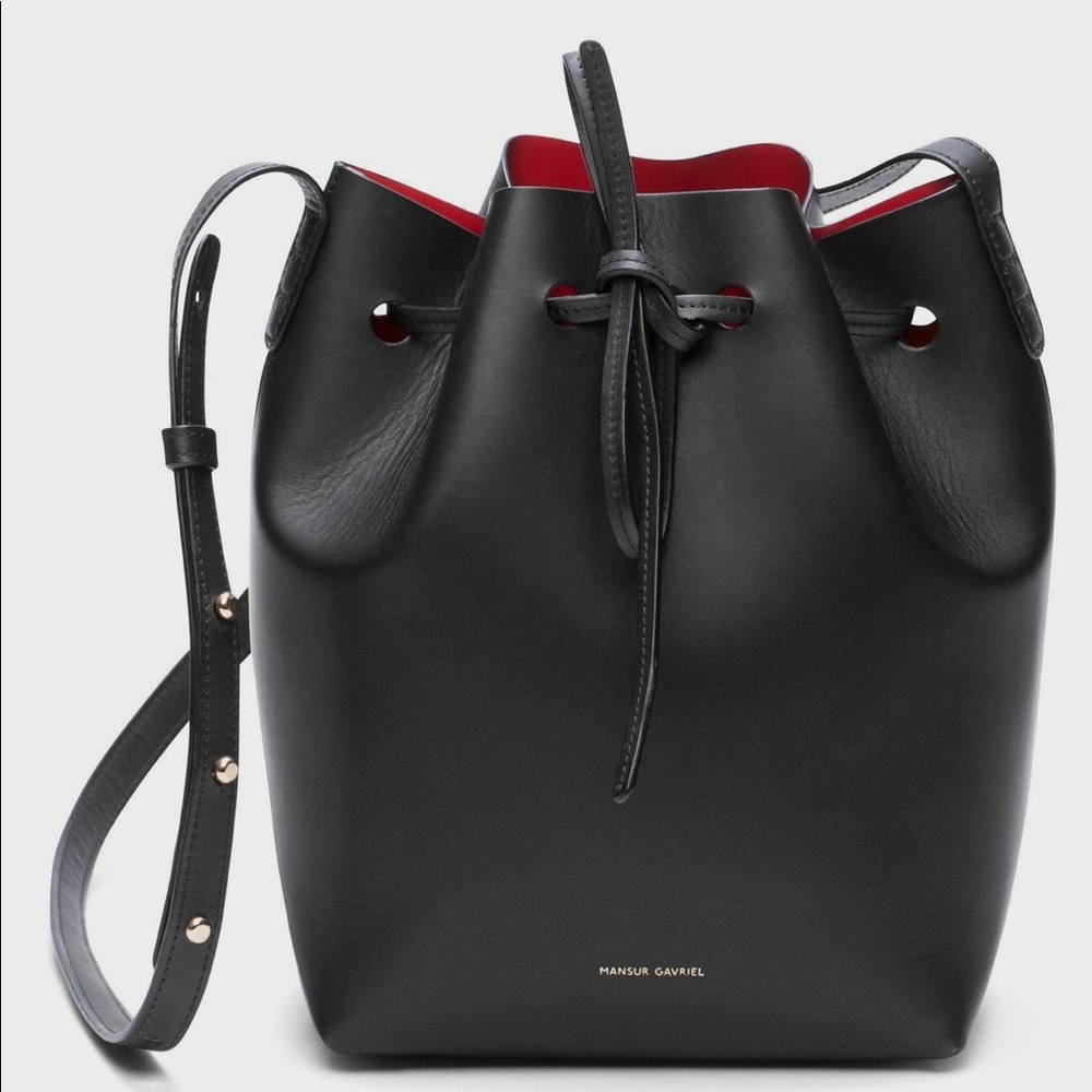 Mansur Gavriel Mini Bucket (Black/Flamma)